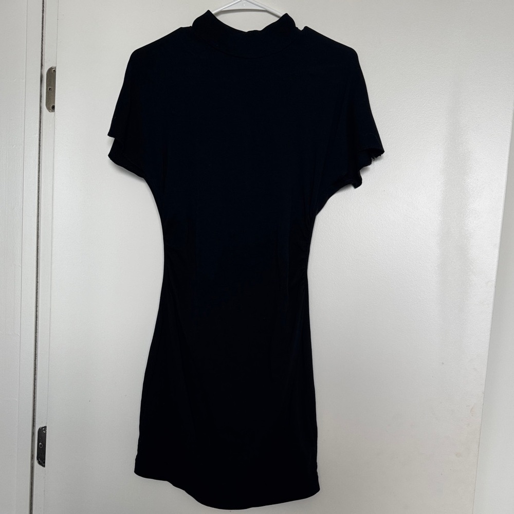Zara Black T shirt rouched waist Mini Dress size large